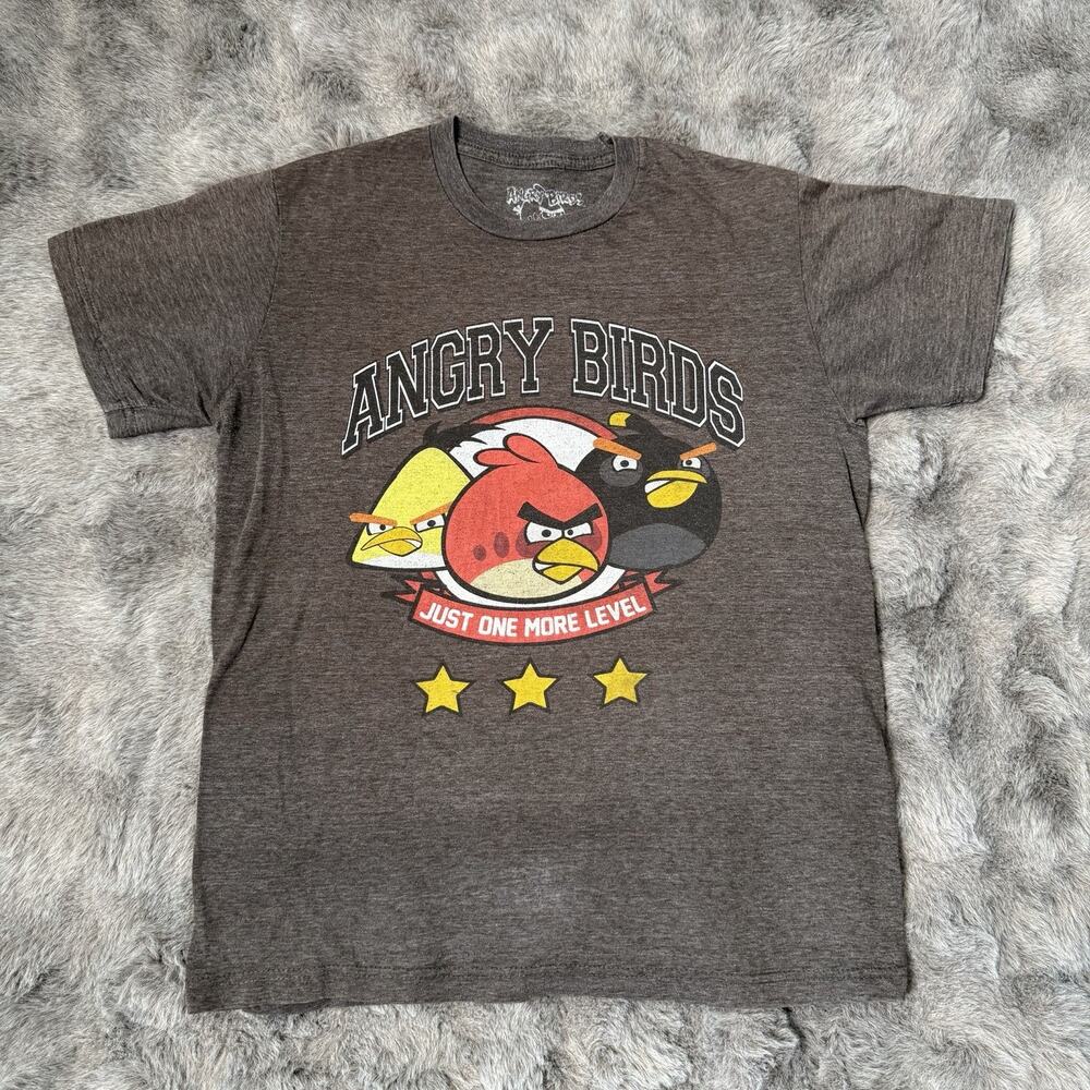 Angry Birds Just One More Level Mens T Shirt Brown Size Medium